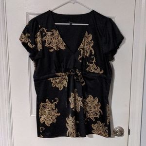 Express L black and gold top